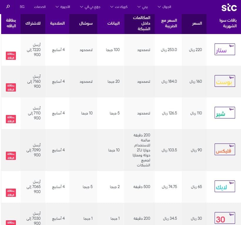 سوا مكالمات شهر